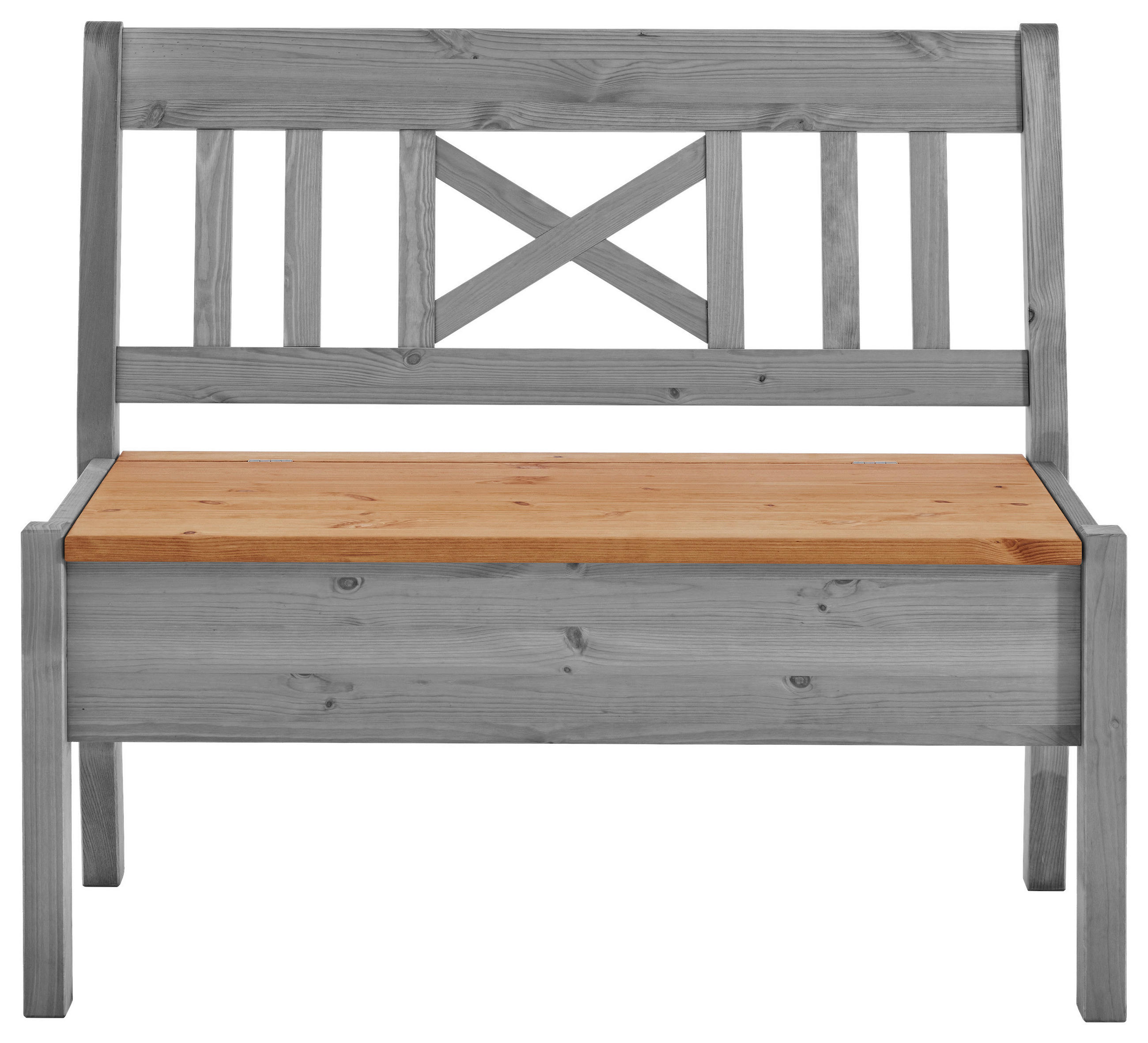 SITZBANK 105/93/58 cm Grau, Laugenfarbig Kiefer massiv  - Laugenfarbig/Grau, ROMANTIK / LANDHAUS, Holz (105/93/58cm) - Boxxx