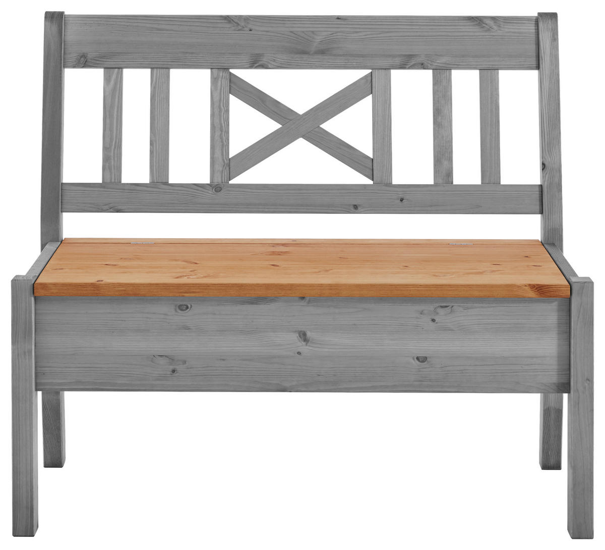 SITZBANK 105/93/58 cm Grau, Laugenfarbig Kiefer massiv  - Laugenfarbig/Grau, ROMANTIK / LANDHAUS, Holz (105/93/58cm) - Boxxx