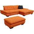 ECKSOFA  in Mikrofaser Orange  290/198 cm  - Schwarz/Orange, Design, Textil/Metall (290/198cm) - Xora