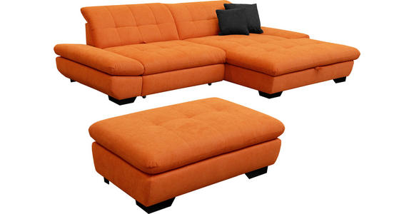 ECKSOFA  in Mikrofaser Orange  290/198 cm  - Schwarz/Orange, Design, Textil/Metall (290/198cm) - Xora