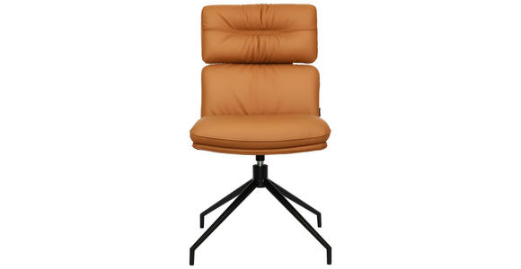 STUHL Echtleder Schwarz, Cognac  - Cognac/Schwarz, Design, Leder/Metall (50/92/64,5cm) - Dieter Knoll