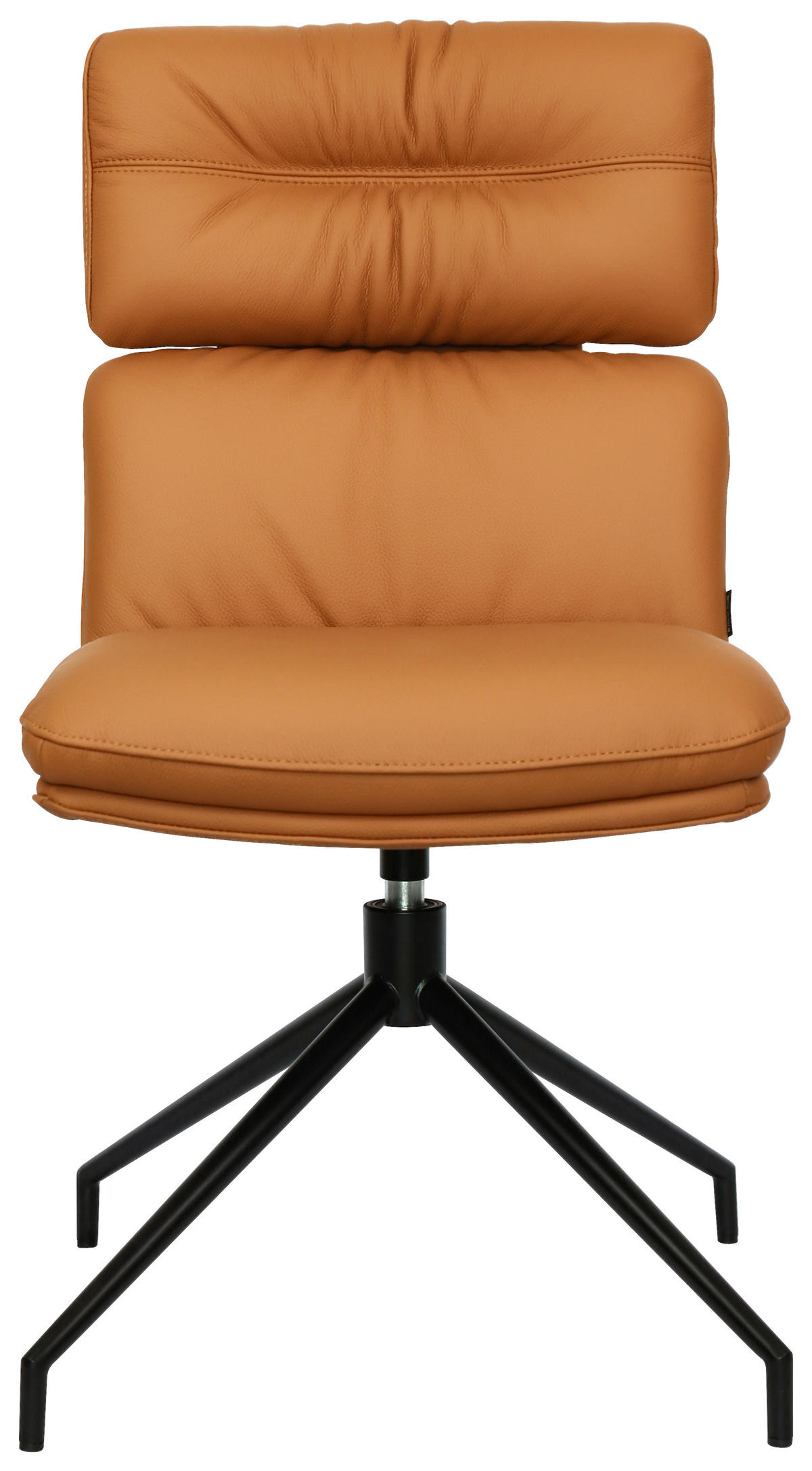 STUHL Echtleder Schwarz, Cognac  - Cognac/Schwarz, Design, Leder/Metall (50/92/64,5cm) - Dieter Knoll