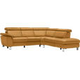 ECKSOFA in Webstoff Bernsteinfarben  - Beige/Bernsteinfarben, Design, Textil/Metall (271/242cm) - Cantus