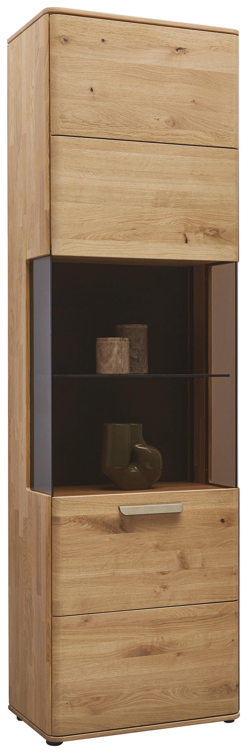 VITRINE Wildeiche  61,9/207/37,1 cm  - Wildeiche/Schwarz, Natur, Glas/Holz (61,9/207/37,1cm) - Valnatura