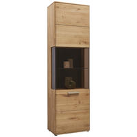 VITRINE  in massiv Wildeiche Wildeiche - Wildeiche/Schwarz, Natur, Glas/Holz (61,9/207/37,1cm) - Valnatura