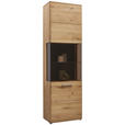 VITRINE  in massiv Wildeiche Wildeiche - Wildeiche/Schwarz, Natur, Glas/Holz (61,9/207/37,1cm) - Valnatura