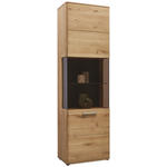 VITRINE  in massiv Wildeiche Wildeiche - Wildeiche/Schwarz, Natur, Glas/Holz (61,9/207/37,1cm) - Valnatura