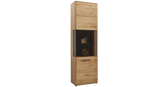VITRINE  in massiv Wildeiche Wildeiche - Wildeiche/Schwarz, Natur, Glas/Holz (61,9/207/37,1cm) - Valnatura