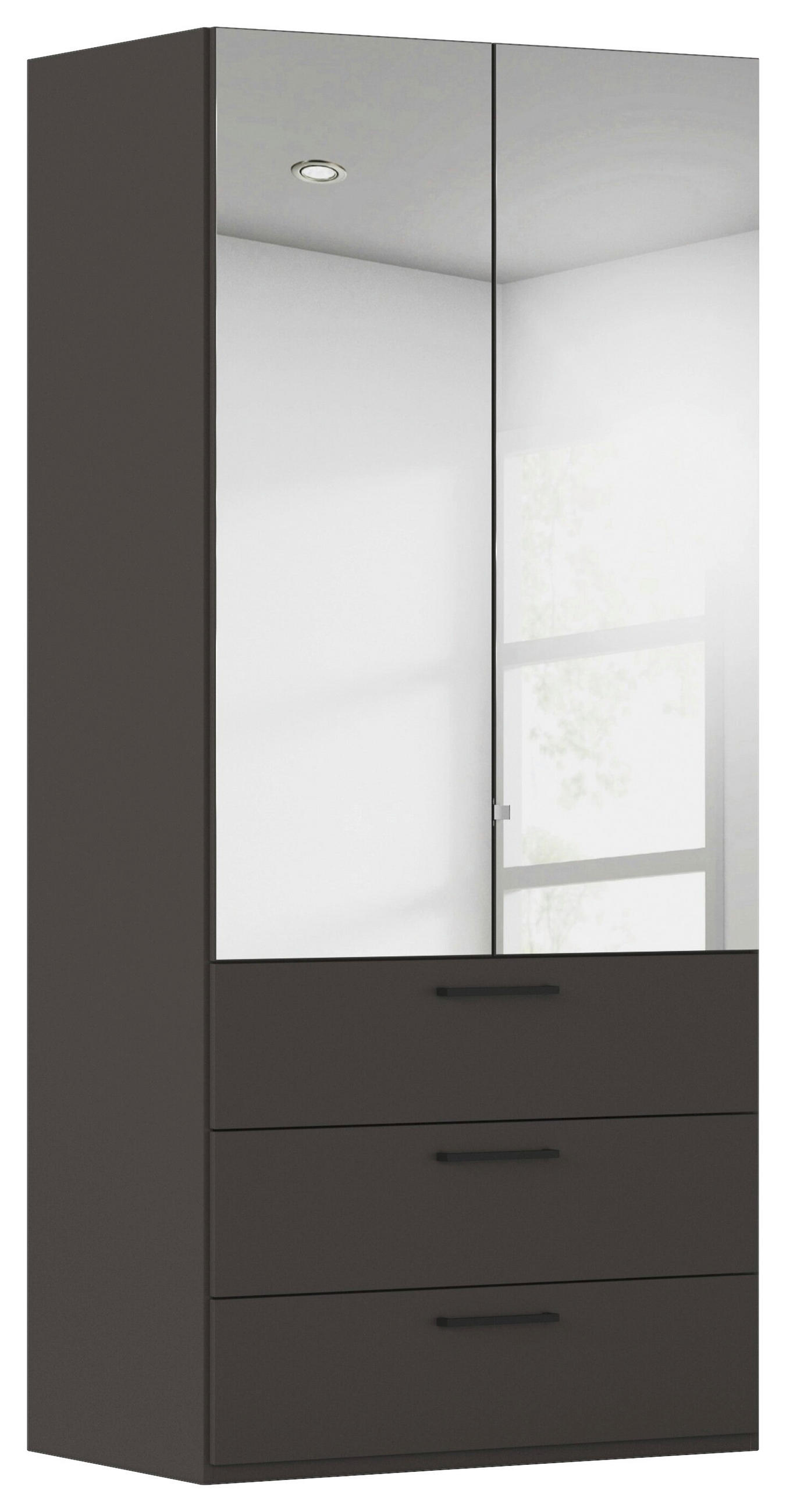 DREHTÜRENSCHRANK 101/223/61 cm,  in Graphitfarben, 2-türig  - Chromfarben/Schwarz, Basics, Glas/Holzwerkstoff (101/223/61cm) - Novel