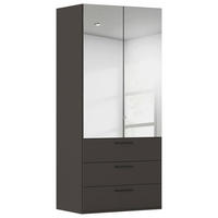 DREHTÜRENSCHRANK 101/223/61 cm,  in Graphitfarben, 2-türig  - Chromfarben/Schwarz, Basics, Glas/Holzwerkstoff (101/223/61cm) - Novel