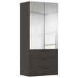DREHTÜRENSCHRANK 101/223/61 cm,  in Graphitfarben, 2-türig  - Chromfarben/Schwarz, Basics, Glas/Holzwerkstoff (101/223/61cm) - Novel