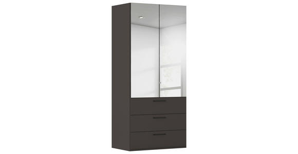 DREHTÜRENSCHRANK 101/223/61 cm,  in Graphitfarben, 2-türig  - Chromfarben/Schwarz, Basics, Glas/Holzwerkstoff (101/223/61cm) - Novel
