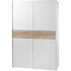 OMARA Z DRSNIMI VRATI, bela, hrast sonoma  - bela/barve aluminija, Basics, kovina/leseni material (125/195/58cm) - Boxxx