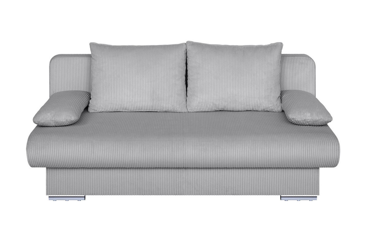 SCHLAFSOFA  mit Rücken echt Hellgrau  - Chromfarben/Hellgrau, Design, Kunststoff/Textil (193/86/85cm) - P & B