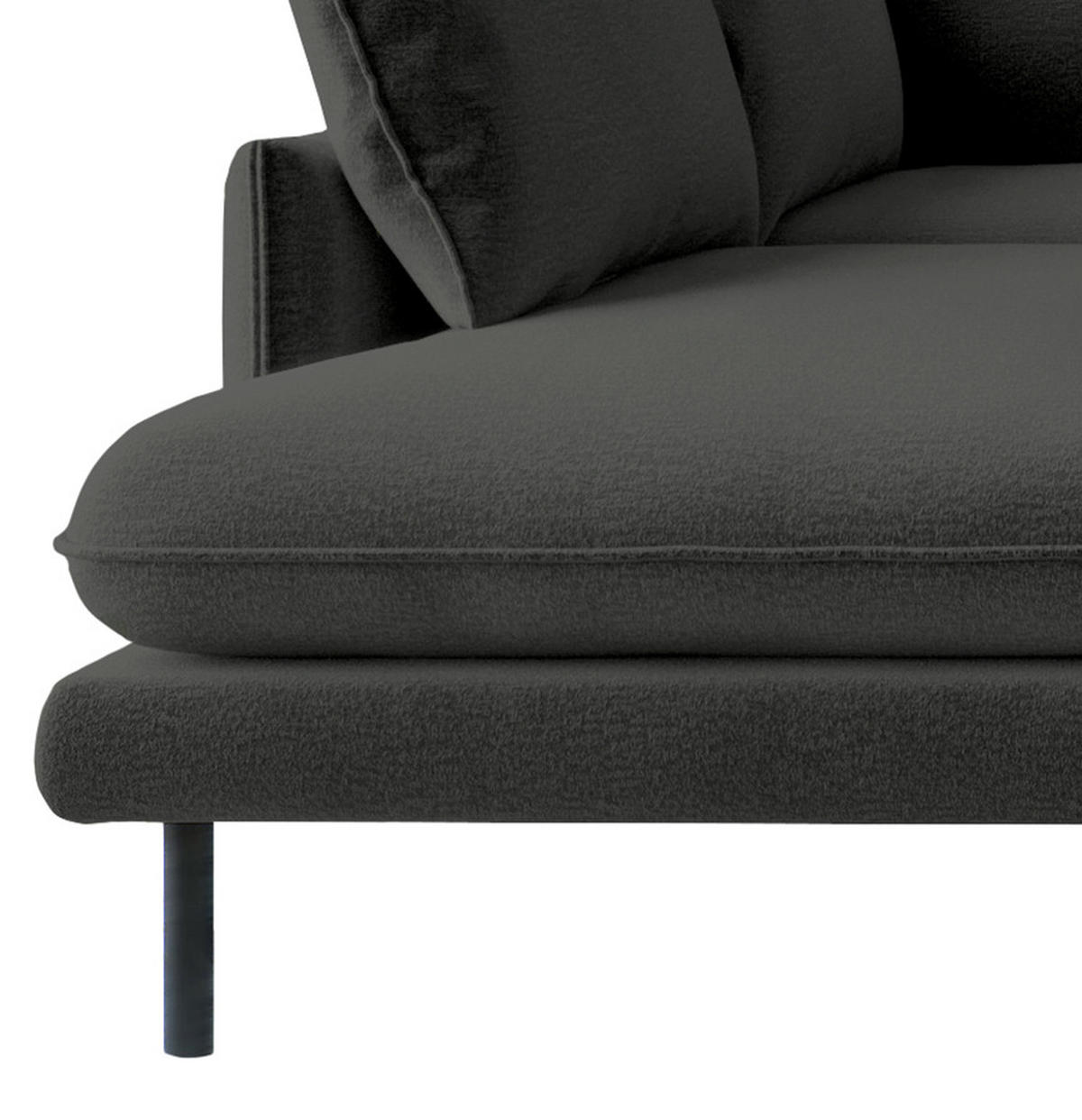 ECKSOFA in Flachgewebe Dunkelgrau  - Dunkelgrau/Schwarz, Design, Textil/Metall (204/267cm) - Livetastic