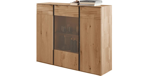 HIGHBOARD Eichefarben  139/114/39 cm  - Eichefarben/Anthrazit, Natur, Glas/Holz (139/114/39cm) - Valnatura