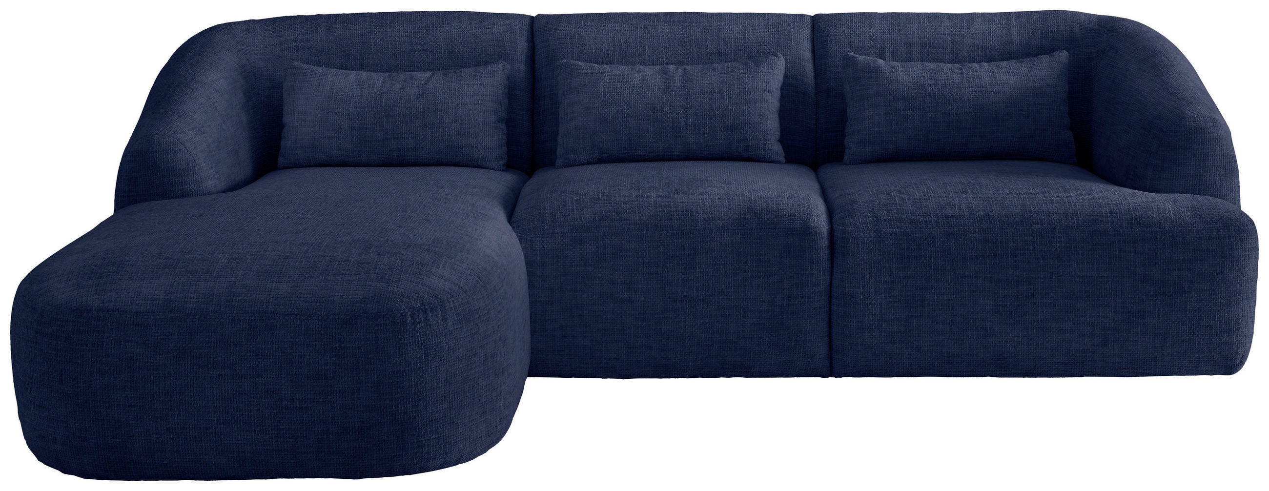 ECKSOFA in Struktur Dunkelblau  - Schwarz/Dunkelblau, Modern, Kunststoff/Textil (160/256cm) - Livetastic