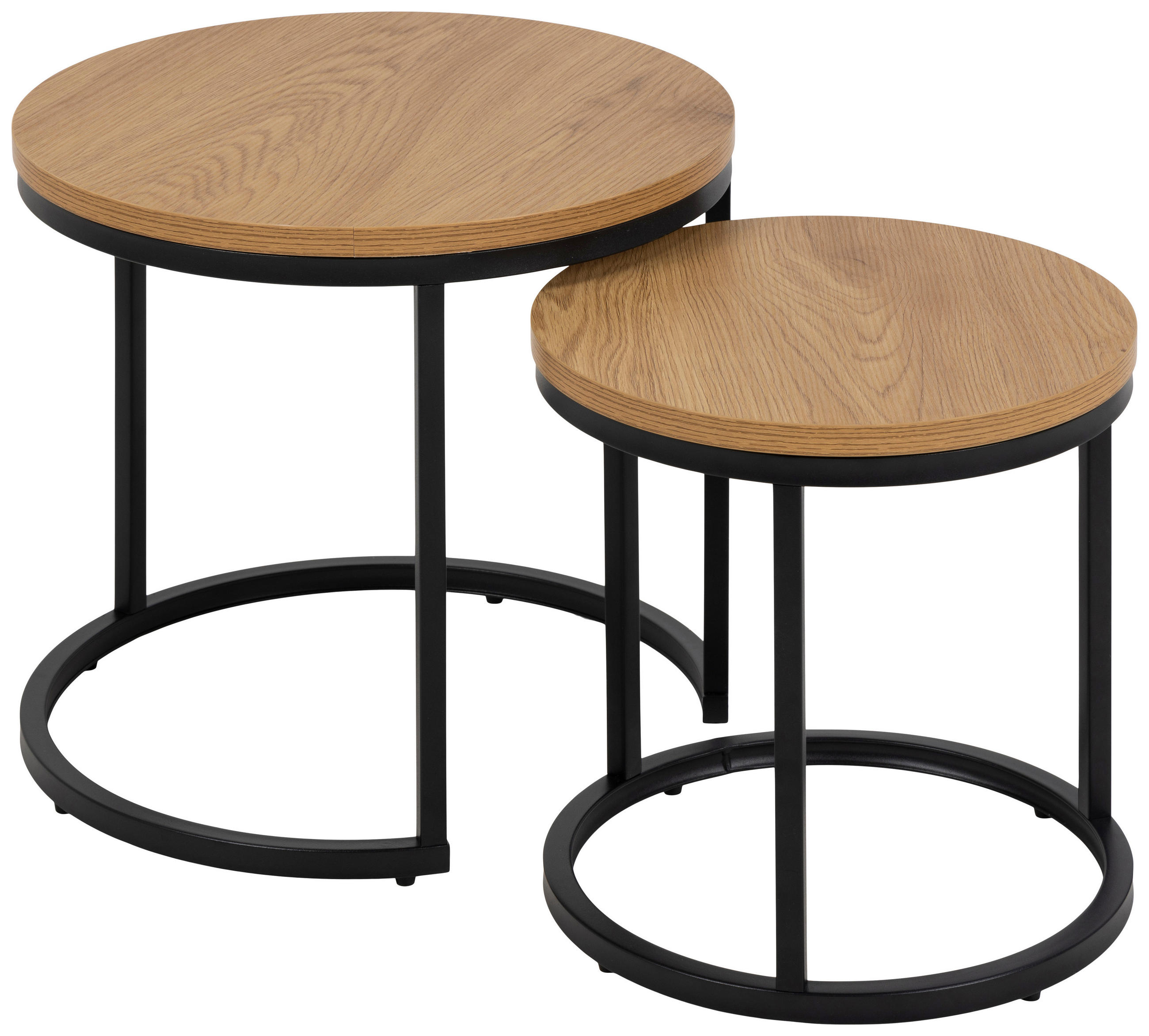 BEISTELLTISCHSET in Holzwerkstoff 35-45/35-45/35-40 cm  - Eichefarben/Schwarz, Design, Holzwerkstoff/Metall (35-45/35-45/35-40cm)