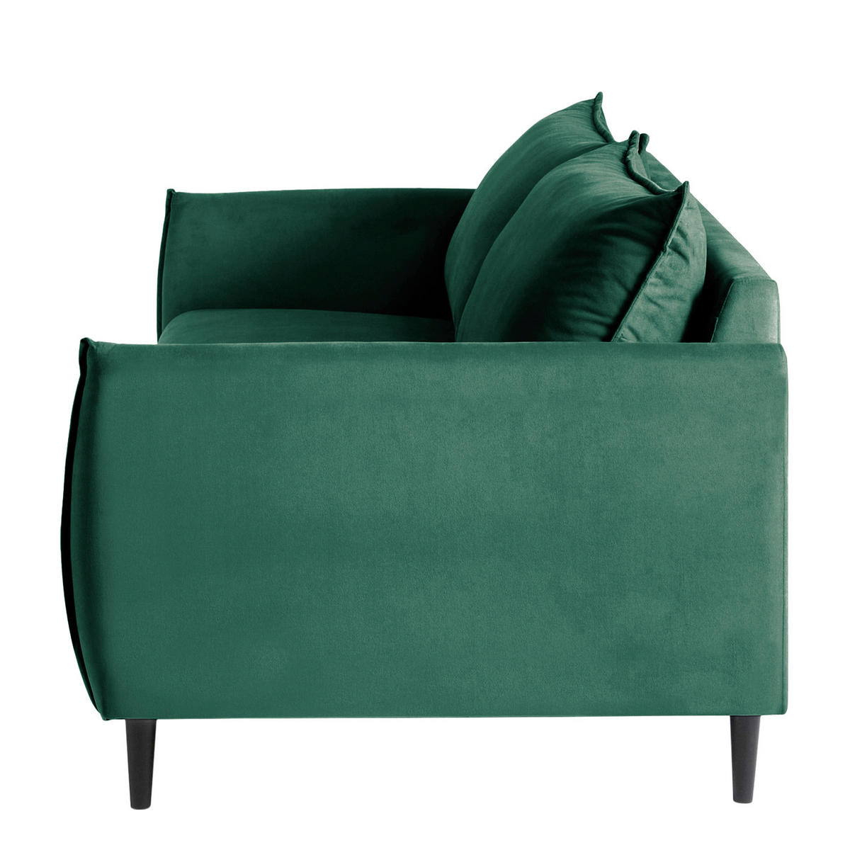 3-SITZER-SOFA JULI Samt Grün  - Schwarz/Grün, Design, Holz/Textil (203/86/100cm) - P & B