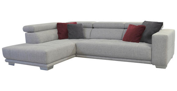 ECKSOFA in Chenille Hellgrau  - Chromfarben/Hellgrau, Design, Textil (207/301cm) - Xora