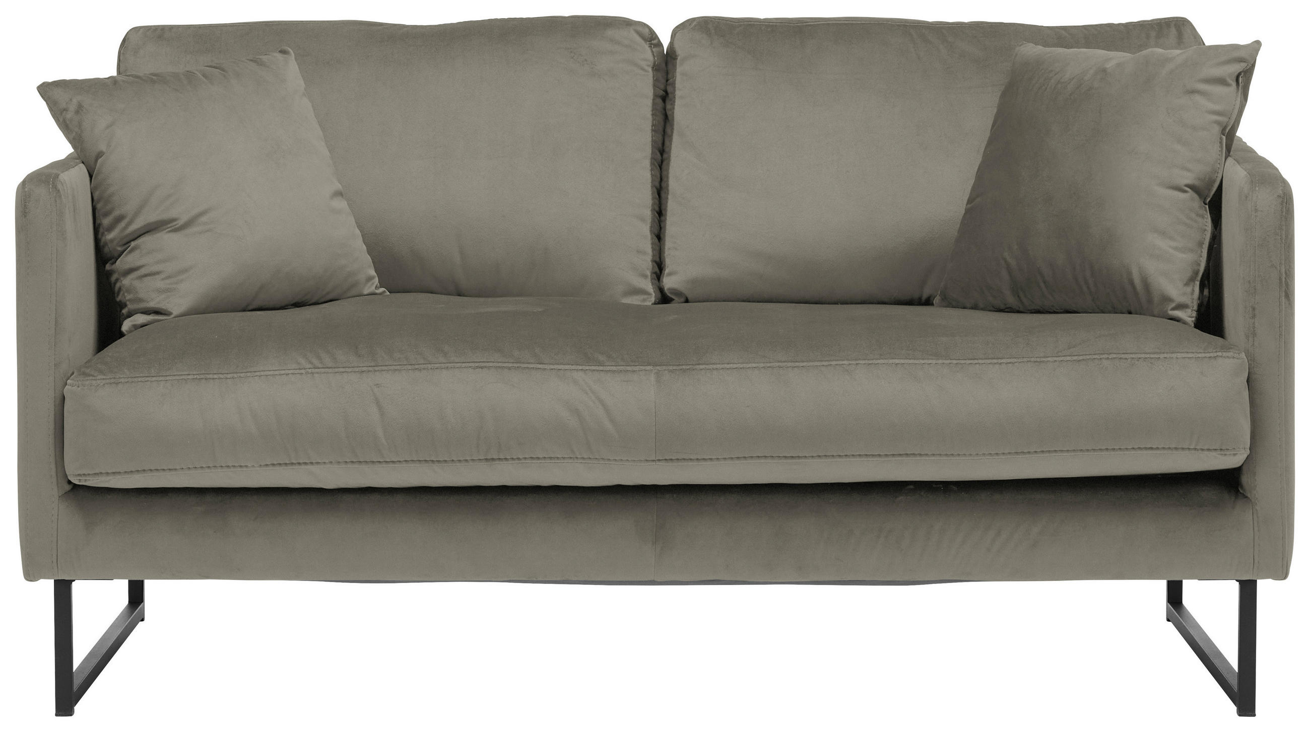 2-SITZER-SOFA in Samt Grau  - Schwarz/Grau, Design, Textil/Metall (150/78/84cm) - Carryhome
