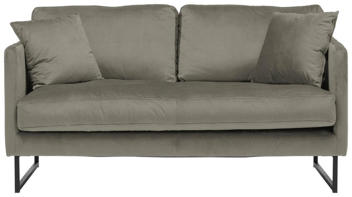 2-SITZER-SOFA in Samt Grau  - Schwarz/Grau, Design, Textil/Metall (150/78/84cm) - Carryhome