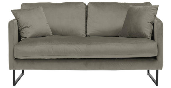 2-SITZER-SOFA in Samt Grau  - Schwarz/Grau, Design, Textil/Metall (150/78/84cm) - Carryhome