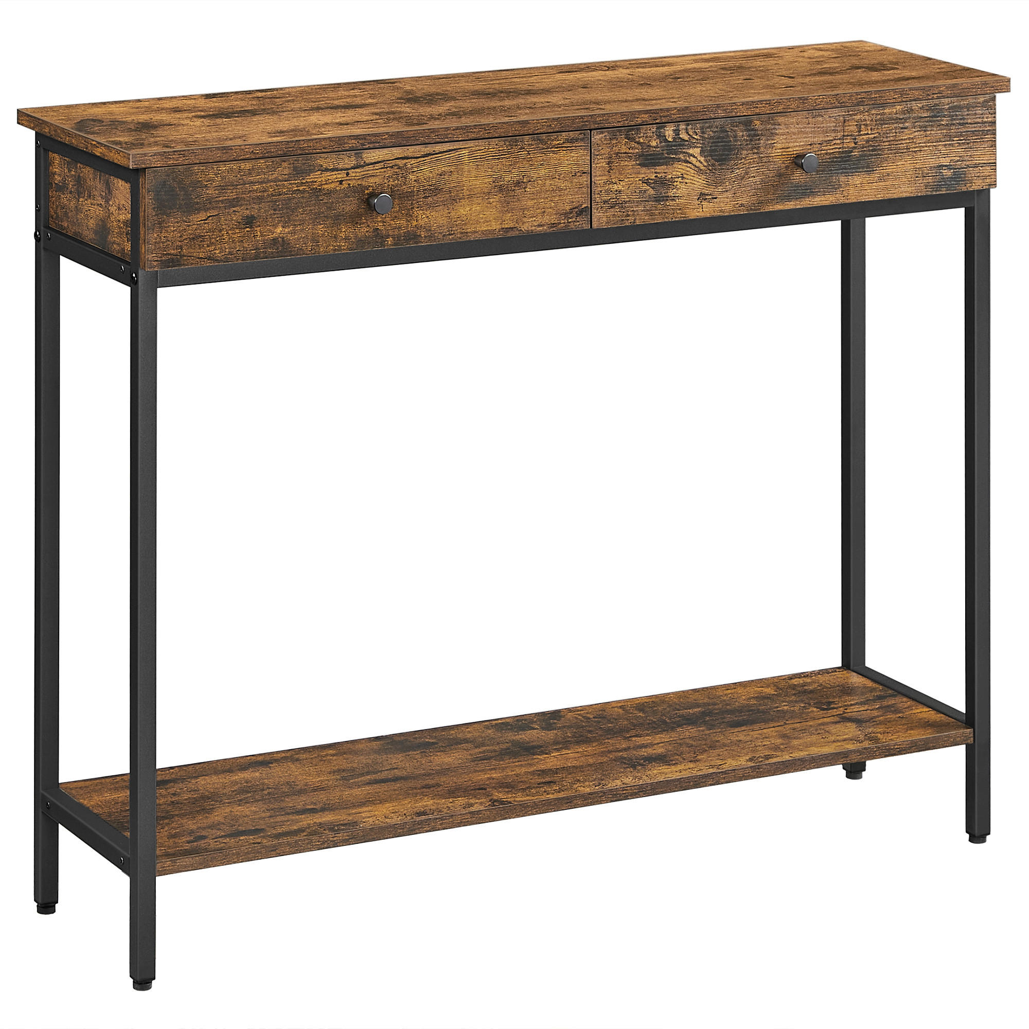 KONSOLENTISCH Braun, Schwarz  - Schwarz/Braun, Natur, Holzwerkstoff/Metall (100/30/80cm) - Boxxx