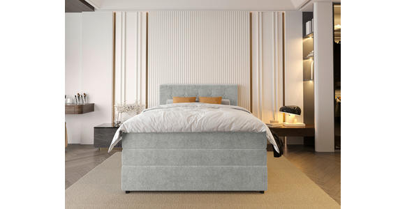 BOXSPRINGBETT 140/200 cm in Hellgrau - Hellgrau/Schwarz, KONVENTIONELL, Kunststoff/Textil (140/200cm) - Carryhome