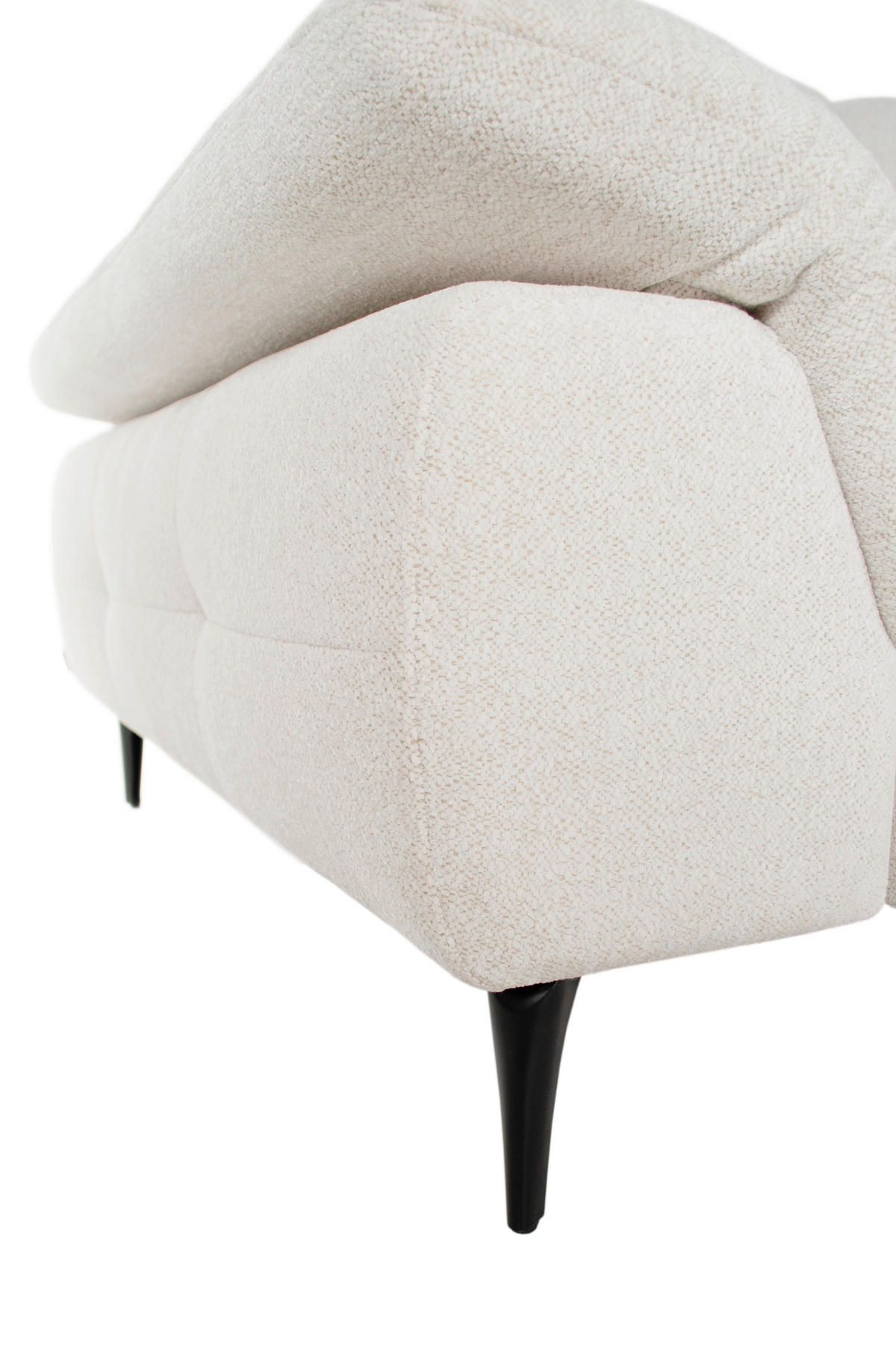 ECKSOFA ALMA Creme Chenille  - Creme/Schwarz, Design, Textil/Metall (285/191cm) - Livetastic