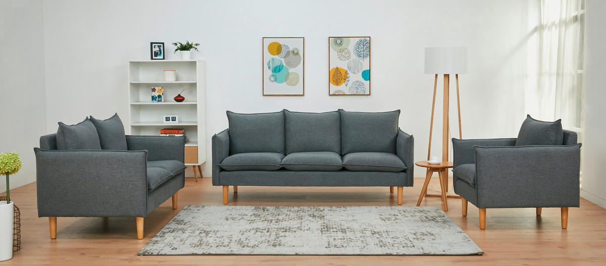 SESSEL in Webstoff Dunkelgrau  - Dunkelgrau/Naturfarben, Design, Holz/Kunststoff (72/84/82cm) - Livetastic