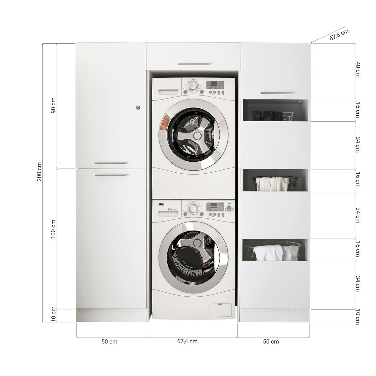 FÖRRÅD 167,4/200/67,6 cm  i vit  - vit, Klassisk, trämaterial (167,4/200/67,6cm) - Respekta