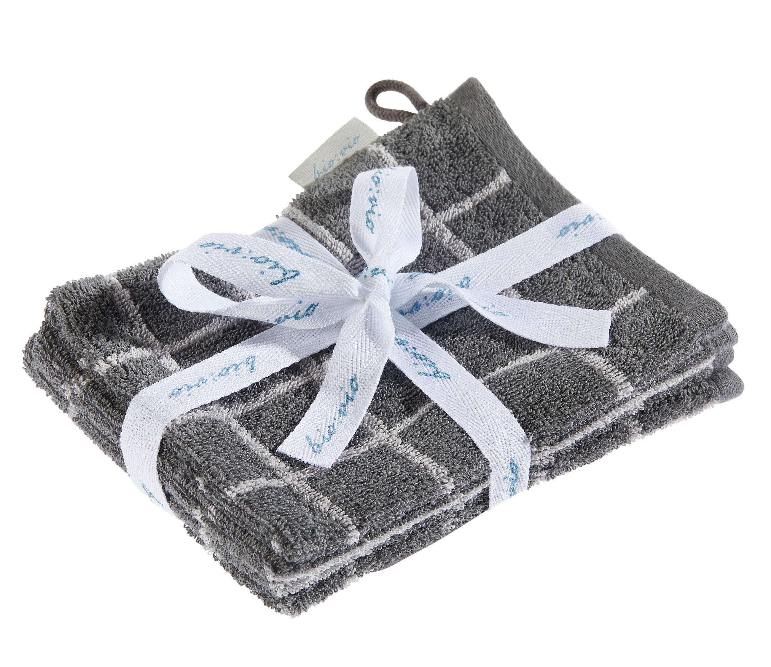 Bio:Vio Waschhandschuhset Champ Anthrazit, Silber 16x21 cm