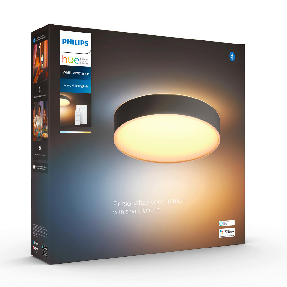LED-DECKENLEUCHTE  38,1/8,4 cm    - Schwarz, Design, Kunststoff (38,1/8,4cm) - Philips HUE