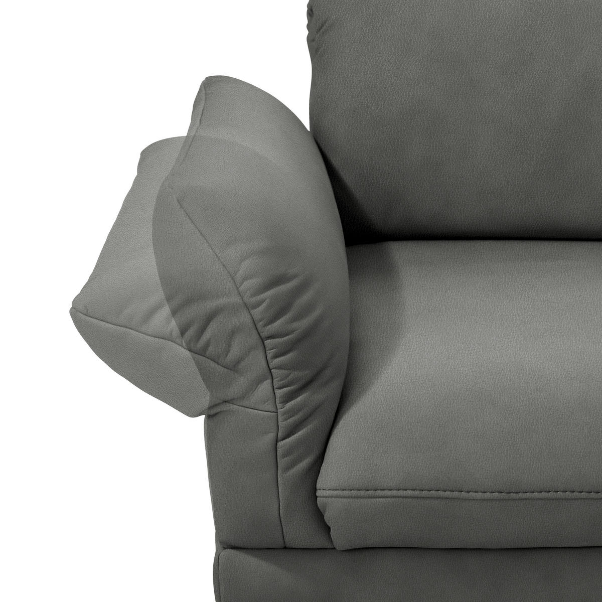 ECKSOFA Posh in Echtleder Dunkelgrau  308/173 cm  - Dunkelgrau/Anthrazit, Design, Leder/Metall (308/173cm) - Joop!