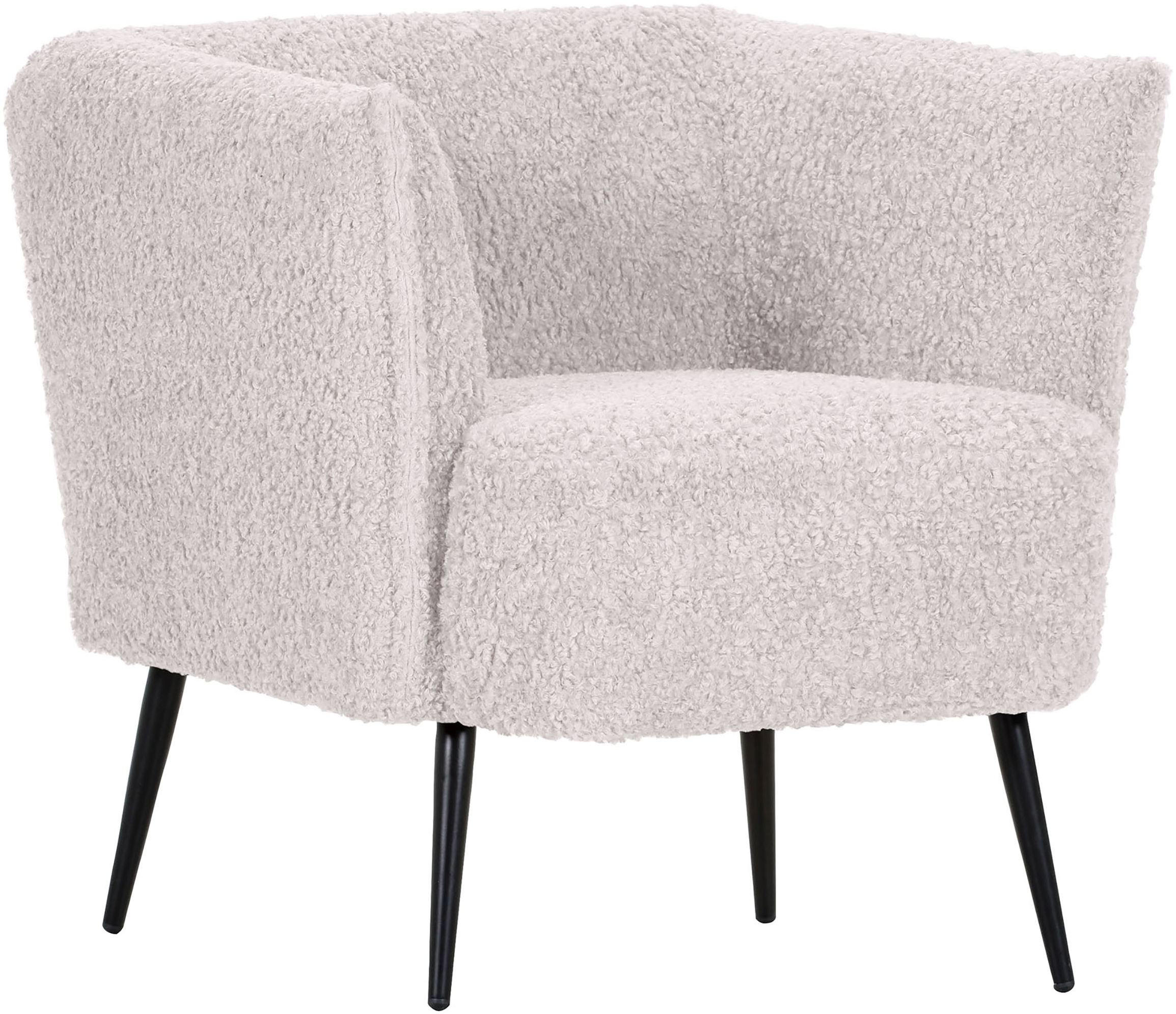 SESSEL in Plüsch Creme  - Creme/Schwarz, Design, Textil/Metall (76/73/76cm) - Landscape