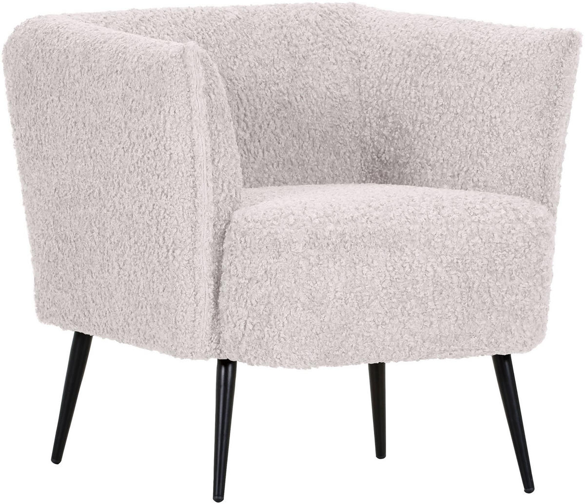 SESSEL in Plüsch Creme  - Creme/Schwarz, Design, Textil/Metall (76/73/76cm) - Landscape