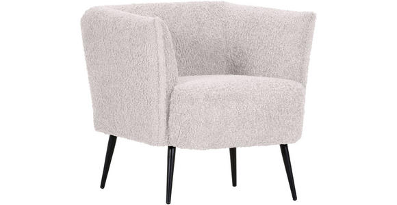 SESSEL in Plüsch Creme  - Creme/Schwarz, Design, Textil/Metall (76/73/76cm) - Landscape