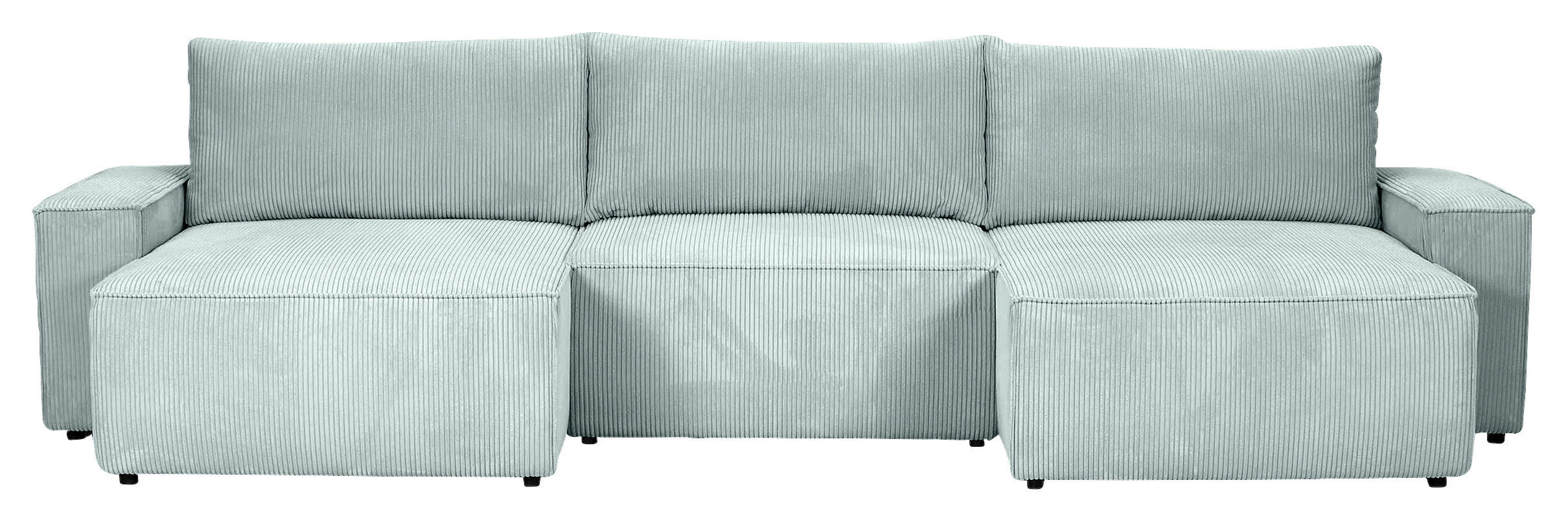 WOHNLANDSCHAFT Mintgrün Cord  - Schwarz/Mintgrün, KONVENTIONELL, Kunststoff/Textil (155/348/155cm) - Carryhome