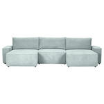 WOHNLANDSCHAFT  in Cord Mintgrün  - Schwarz/Mintgrün, KONVENTIONELL, Kunststoff/Textil (155/348/155cm) - Carryhome