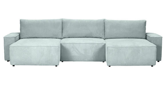 WOHNLANDSCHAFT  in Cord Mintgrün  - Schwarz/Mintgrün, KONVENTIONELL, Kunststoff/Textil (155/348/155cm) - Carryhome