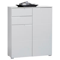 KOMODA, bela  - srebrne barve/bela, Design, umetna masa/leseni material (100/119/40cm) - Xora