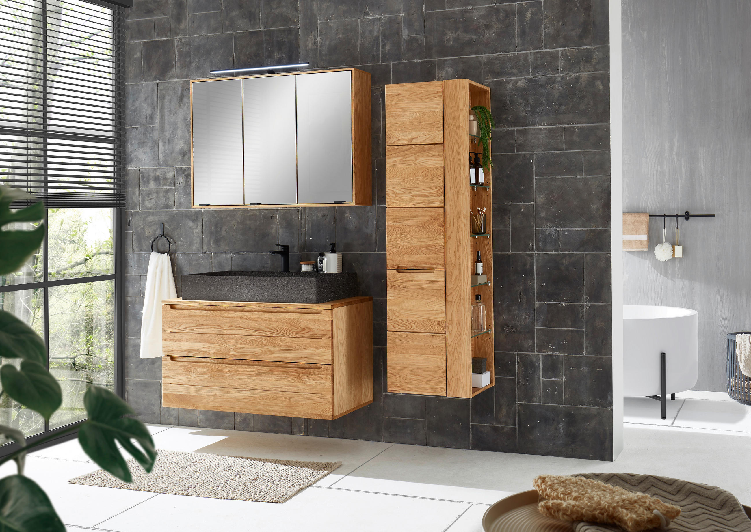 TVÄTTSTÄLL - svart, Basics, sten (82/13/42cm) - Linea Natura