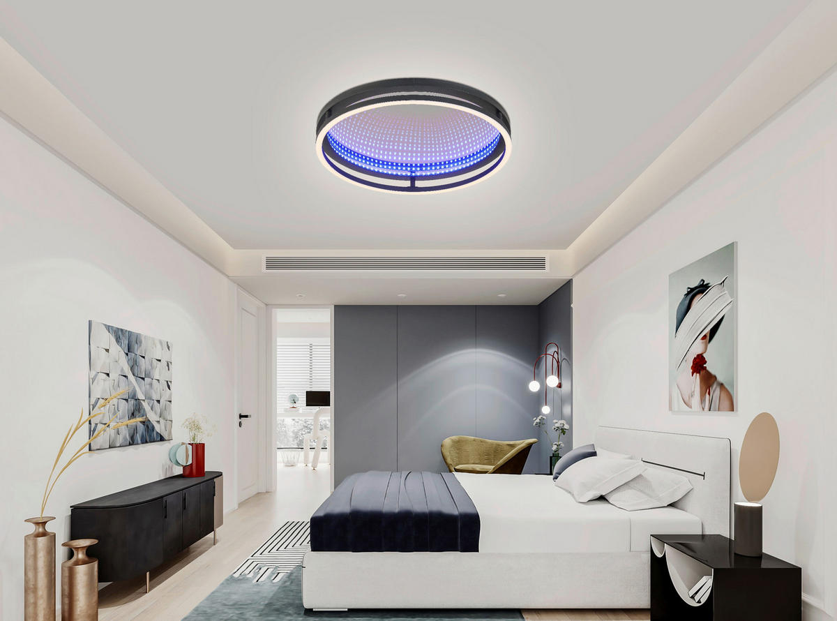 PLAFONIERĂ CU LED - negru, Lifestyle, plastic/metal (39/8,7cm) - Novel
