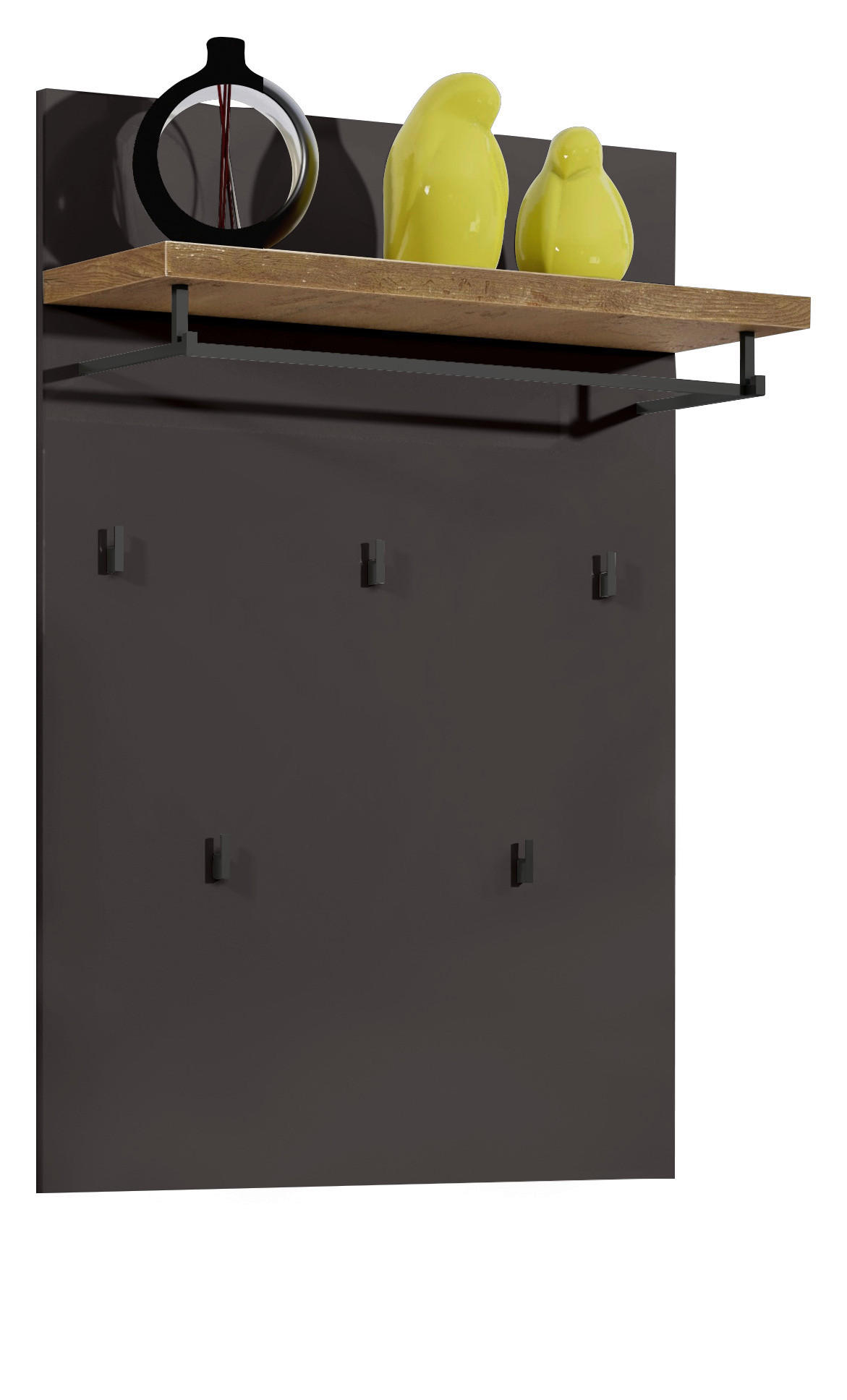 Xora Garderobenpaneel Eiche, Anthrazit Hochglanz 80x115x27.6 cm