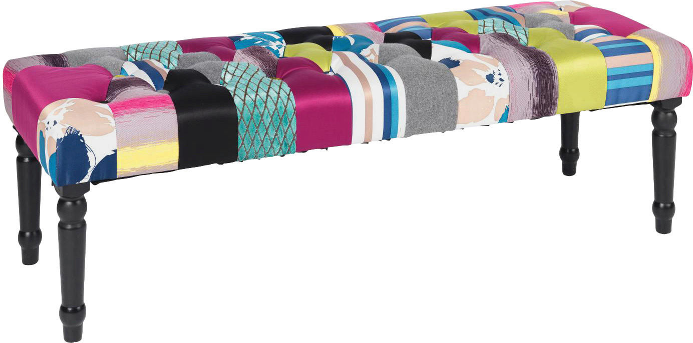 KLUPA višebojna - tamnobraon/višebojna, Lajfstajl, tekstil/drvo (120/40/40cm) - Hom`in