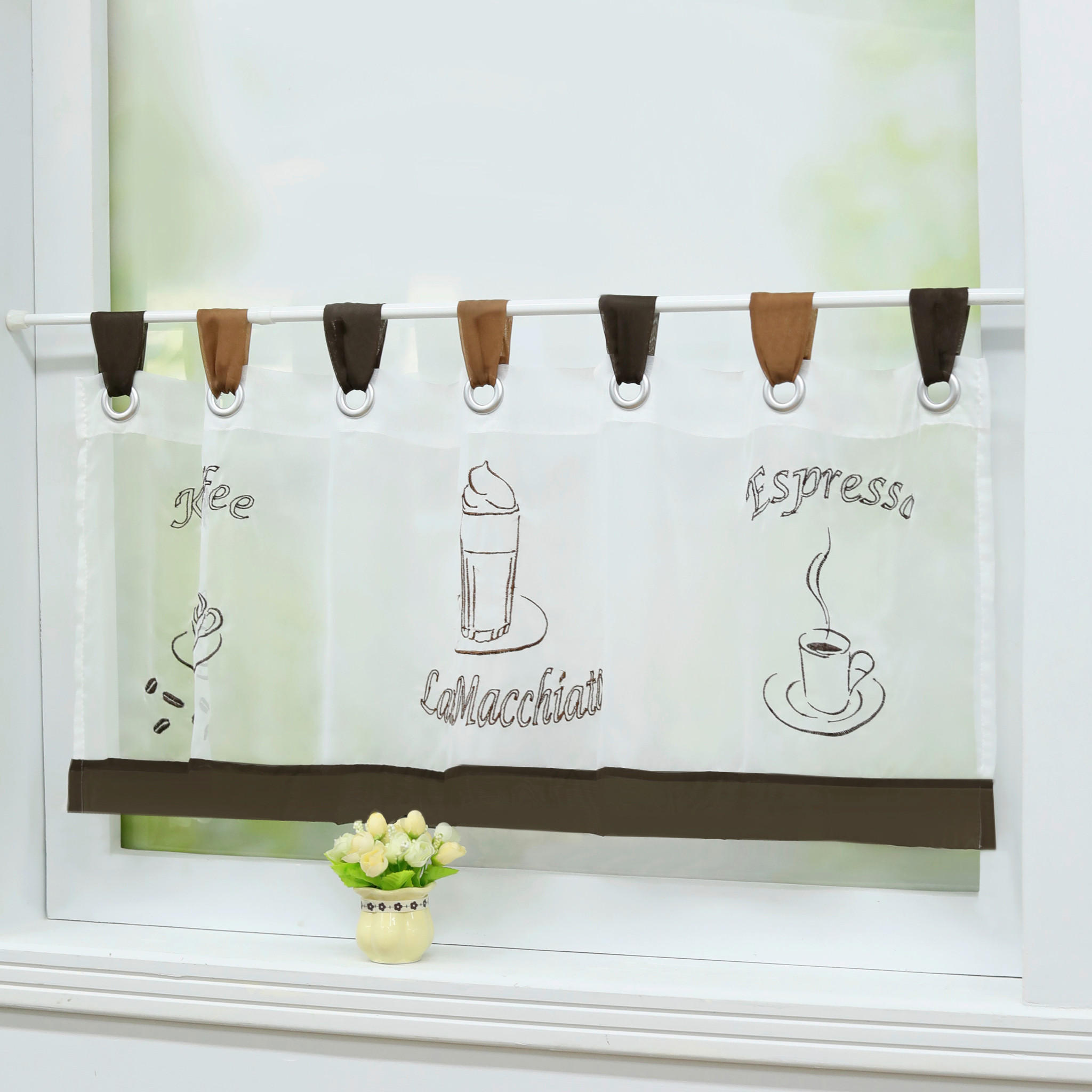 KURZGARDINE   150/60 cm   - Hellbraun/Weiß, Basics, Textil (150/60cm)