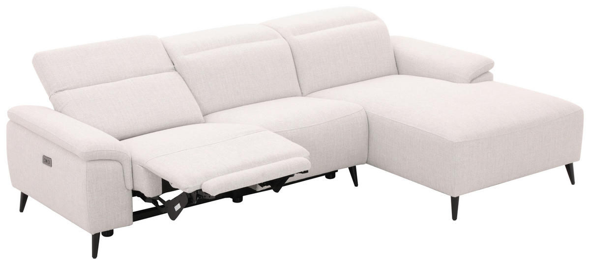 ECKSOFA inkl. Funktionen Hellgrau Leinenoptik  - Schwarzchrom/Hellgrau, Design, Holz/Kunststoff (270/75/171cm) - Xora