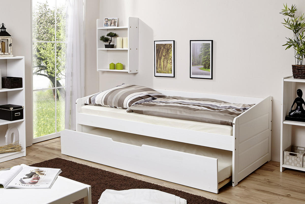 VÝSUVNÁ POSTEL, 90/200 cm bílá - bílá, Natur, dřevo/plast (90/200cm) - MID.YOU