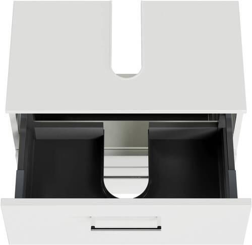 Thumbnail - Sadena Waschbeckenunterschrank M-Plan, Weiß Hochglanz, Metall, 2 Schubladen, 60x49.8x33.3 cm, Goldenes M, Made in German...